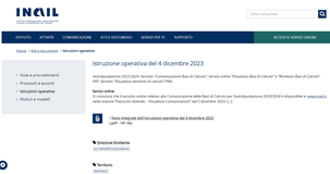 Premi INAIL: disponibile il servizio Comunicazione basi di calcolo per l'autoliquidazione 2023/2024