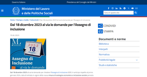 Assegno di inclusione: domande al via dal 18 dicembre 2023