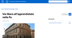 Assunzioni nella Pubblica Amministrazione: via libera ai contratti di apprendistato 