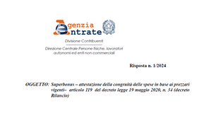 Superbonus: le precisazioni delle Entrate sulla verifica della congruità dei prezzi