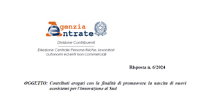 Contributi innovazione al Sud: alle somme per beni strumentali non si applica la ritenuta del 4 per cento