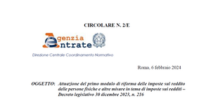 IRPEF 2024: le istruzioni dell'Agenzia delle Entrate sul passaggio a tre aliquote