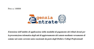 Catasto: pagamento dei tributi tramite conto corrente unico
