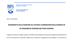 Pensioni all'estero: addio al pagamento tramite assegno