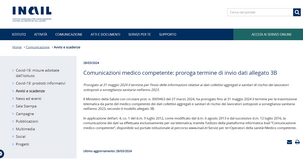 Sorveglianza sanitaria: comunicazione dei dati all'INAIL prorogata al 31 maggio 2024 