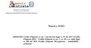 Bonus Sud e credito d'imposta ZES non cumulabili: rientrano in un'unica agevolazione 