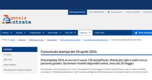 Modello 730/2024 precompilato disponibile online: modifica e invio dal 20 maggio