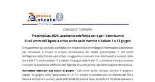 Precompilata 2024: assistenza telefonica dell'Agenzia delle Entrate attiva anche oggi 