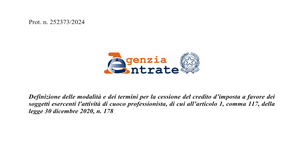Bonus chef: le istruzioni per la cessione del credito d'imposta 