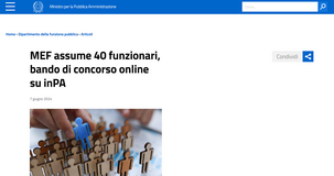 Concorso Ministero dell'Economia: domanda entro l'8 luglio 2024 