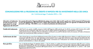 Credito d'imposta ZES Unica Sud: online il modello per la comunicazione e le istruzioni
