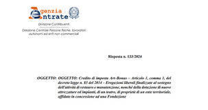 Art bonus: spetta solo per le donazioni a sostegno della ristrutturazione