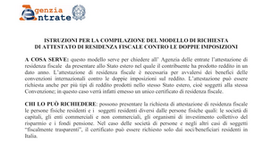 Attestazione di residenza fiscale contro le doppie imposizioni: cos'è e a cosa serve