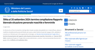 Rapporto del personale maschile e femminile: con l'ultima proroga, la scadenza è al 20 settembre 