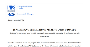 Assegno di inclusione: accolte 700.000 domande, importo medio di 618 euro