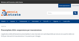 Modello 730 precompilato, compilazione e invio in standby: sito AdE in manutenzione