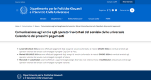 Servizio civile 2024: quando arriva il pagamento del mese di giugno? 