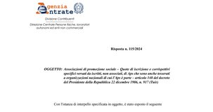 Tassazione delle quote associative nelle APS: i chiarimenti delle Entrate