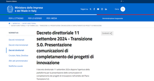 Transizione 5.0, al via la comunicazione di completamento degli investimenti