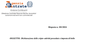 Criptovalute: dall'AdE chiarimenti su bollo e compilazione del Quadro RW