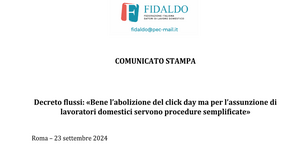 Decreto Flussi, Fidaldo: bene l'abolizione del click day, bisogna rivedere le quote