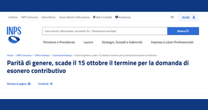 Esonero contributivo parità di genere: scadenza 15 ottobre per correggere la domanda INPS