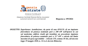 Superbonus ONLUS: agevolazione al 110 per cento e sconto in fattura per l'installazione del fotovoltaico