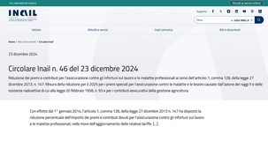 Premi e contributi INAIL: la riduzione per il 2025 