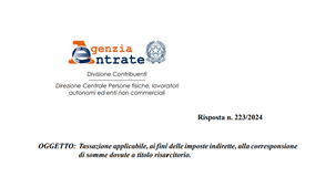 Risarcimento: la somma è fuori campo IVA ma si applica l'imposta di registro
