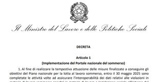 Portale nazionale del sommerso operativo da maggio 2025