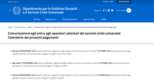 Servizio civile 2024: pagamento di ottobre in arrivo