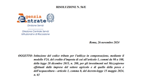 Credito d'imposta ZES agricoltura: il codice tributo per la fruizione
