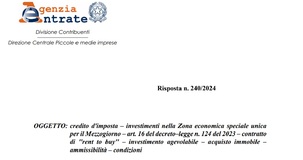 Credito di imposta ZES unica, valido il rent to buy