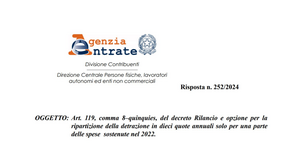 Superbonus: detrazione in 10 anni anche per una sola parte di spese del 2022