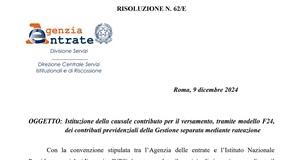 Gestione separata INPS: nuova causale F24 per la rateazione dei contributi