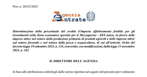 Credito d'imposta ZES agricoltura: la percentuale per la fruizione