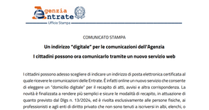Domicilio digitale: dall'Agenzia delle Entrate il nuovo servizio per indicare l'indirizzo PEC