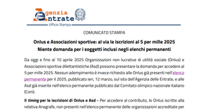 ONLUS e associazioni sportive: domanda per il 5 per mille entro il 10 aprile