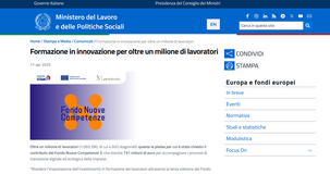 Fondo Nuove Competenze 2025: boom di domande, oltre un milione i dipendenti coinvolti 