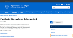 Lavoro sportivo: aggiornato l'elenco delle mansioni 