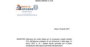 Giovani agricoltori: ecco i codici tributo del regime agevolato