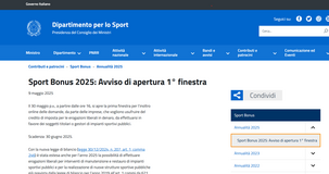 Sport bonus 2025: da quando si può fare domanda per il credito d'imposta? 
