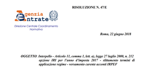 Acconti Irpef: insufficiente versamento senza sanzioni se la causa è l'adesione all'IRI
