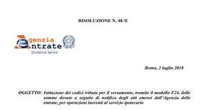 Imposte e tasse ipotecarie con F24, ecco i codici tributo