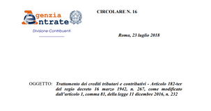 Crediti tributari e contributivi: chiarimenti delle Entrate sulla crisi d'impresa