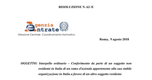 Conferimento ramo d'azienda dalla stabile organizzazione: neutralità fiscale limitata