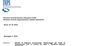 Ticket di licenziamento, al via i controlli INPS