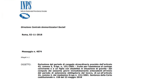 Inps: congedo straordinario legge 104 escluso dal computo dei 60 giorni
