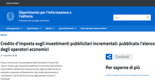 Bonus pubblicità 2018: diminuisce l'importo dell'agevolazione