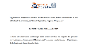 Fattura elettronica, proroga al 4 dicembre per l'invio al SdI